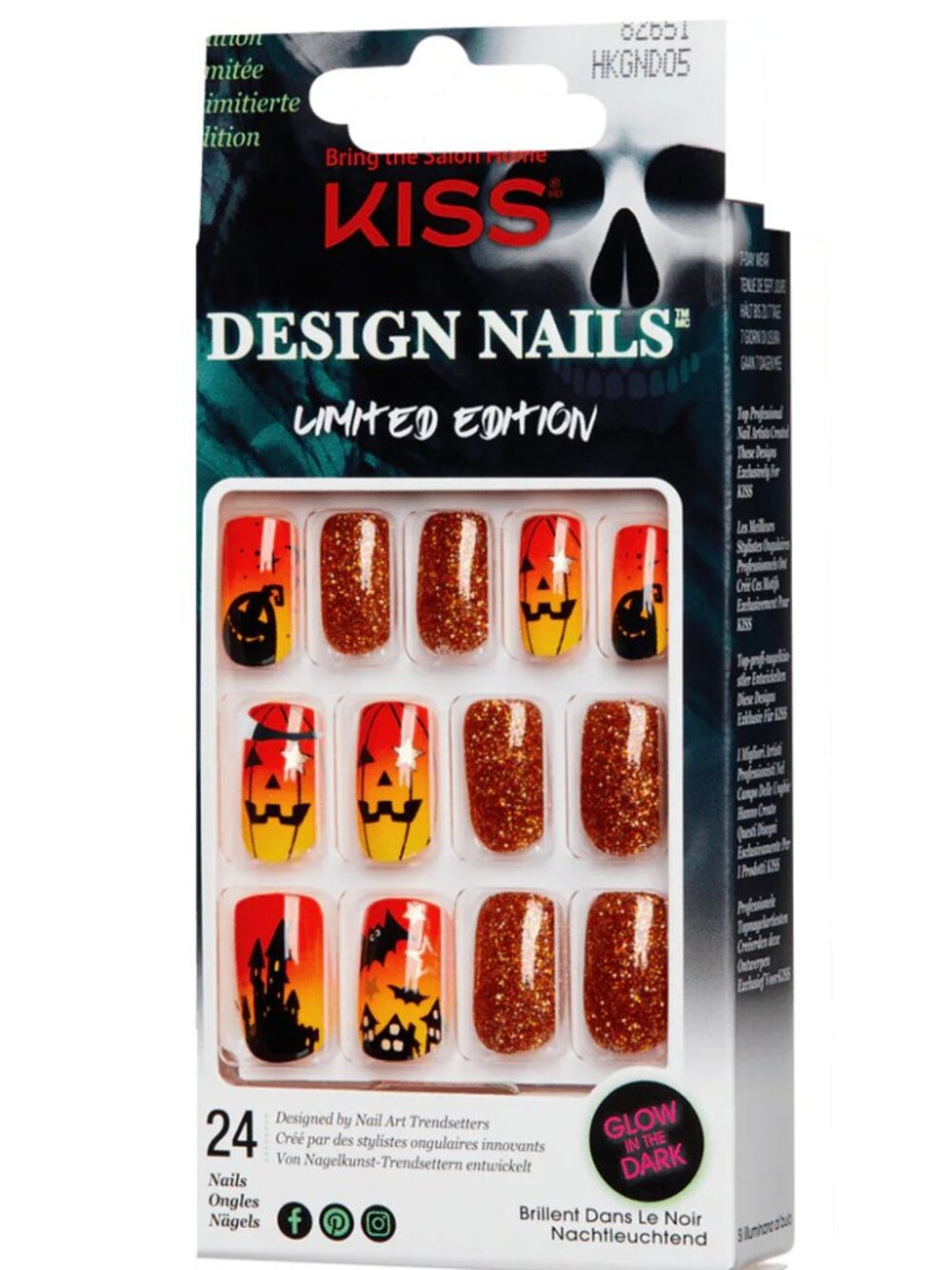 KISS Special Design Glow in the Dark Halloween Medium Length Nails - Red Lamp